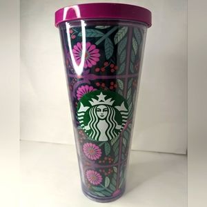 Starbucks 2017 Release Fuchsia Floral Pattern Tumbler 24 oz